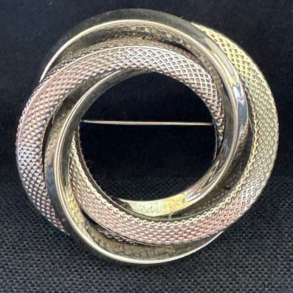 Vintage textured silver Infinity Circle Brooch